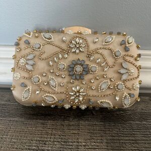 Embellished Cream Clutch